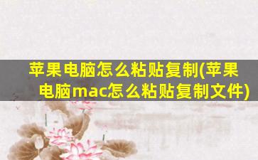 苹果电脑怎么粘贴复制(苹果电脑mac怎么粘贴复制文件)