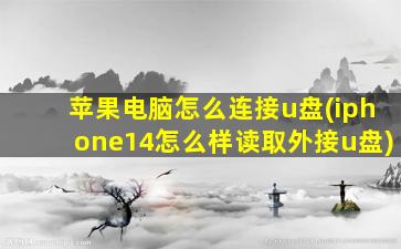 苹果电脑怎么连接u盘(iphone14怎么样读取外接u盘)