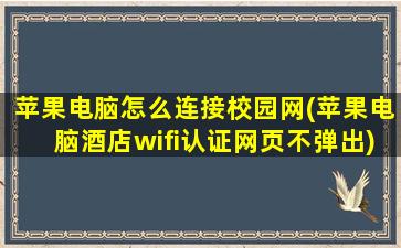 苹果电脑怎么连接校园网(苹果电脑酒店wifi认证网页不弹出)