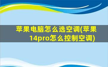 苹果电脑怎么选空调(苹果14pro怎么控制空调)