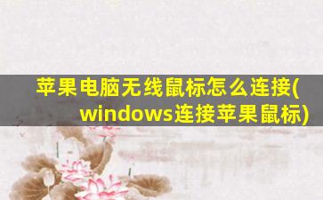 苹果电脑无线鼠标怎么连接(windows连接苹果鼠标)