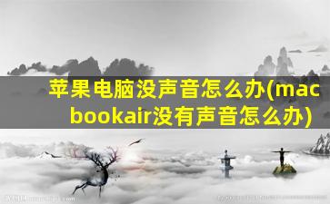 苹果电脑没声音怎么办(macbookair没有声音怎么办)