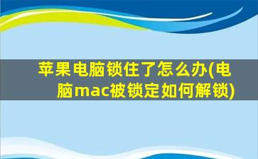 苹果电脑锁住了怎么办(电脑mac被锁定如何解锁)