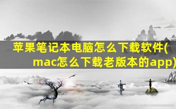 苹果笔记本电脑怎么下载软件(mac怎么下载老版本的app)