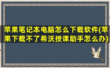 苹果笔记本电脑怎么下载软件(苹果下载不了希沃授课助手怎么办)