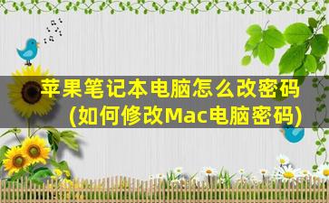 苹果笔记本电脑怎么改密码(如何修改Mac电脑密码)