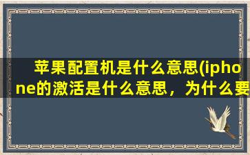 苹果配置机是什么意思(iphone的激活是什么意思，为什么要激活，激活有什么用)