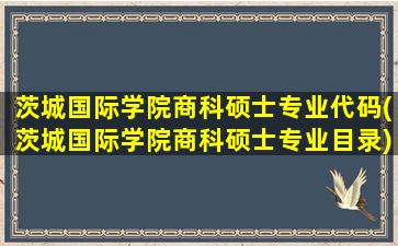 茨城国际学院商科硕士专业代码(茨城国际学院商科硕士专业目录)