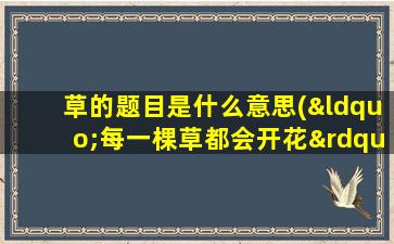 草的题目是什么意思(“每一棵草都会开花”题目啥含义)