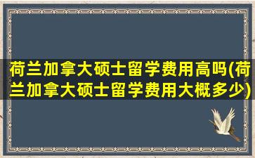 荷兰加拿大硕士留学费用高吗(荷兰加拿大硕士留学费用大概多少)