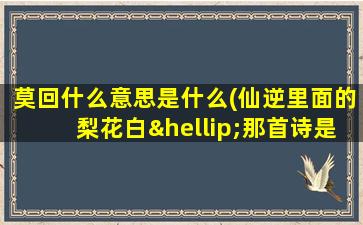 莫回什么意思是什么(仙逆里面的梨花白…那首诗是什么意思)