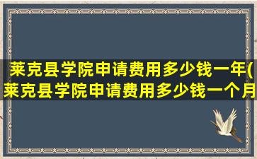 莱克县学院申请费用多少钱一年(莱克县学院申请费用多少钱一个月)