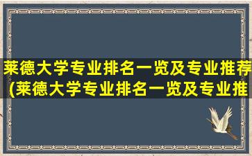 莱德大学专业排名一览及专业推荐(莱德大学专业排名一览及专业推荐名单)