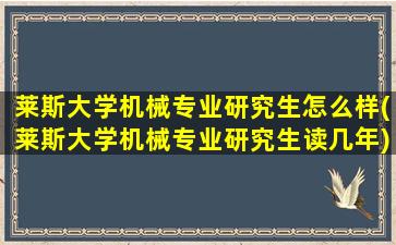 莱斯大学机械专业研究生怎么样(莱斯大学机械专业研究生读几年)