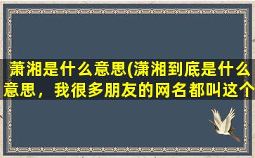 萧湘是什么意思(潇湘到底是什么意思，我很多朋友的网名都叫这个，求解)