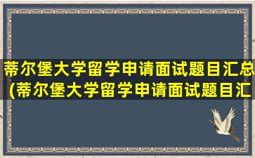 蒂尔堡大学留学申请面试题目汇总(蒂尔堡大学留学申请面试题目汇总及答案)