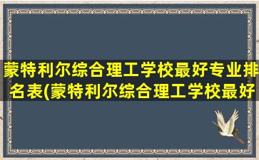 蒙特利尔综合理工学校最好专业排名表(蒙特利尔综合理工学校最好专业排名是多少)