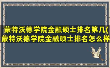 蒙特沃德学院金融硕士排名第几(蒙特沃德学院金融硕士排名怎么样)