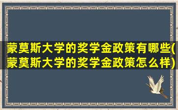 蒙莫斯大学的奖学金政策有哪些(蒙莫斯大学的奖学金政策怎么样)