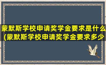 蒙默斯学校申请奖学金要求是什么(蒙默斯学校申请奖学金要求多少)