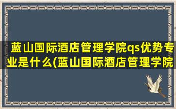 蓝山国际酒店管理学院qs优势专业是什么(蓝山国际酒店管理学院qs优势专业)