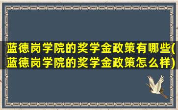 蓝德岗学院的奖学金政策有哪些(蓝德岗学院的奖学金政策怎么样)