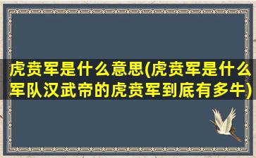 虎贲军是什么意思(虎贲军是什么军队汉武帝的虎贲军到底有多牛)