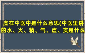 虚在中医中是什么意思(中医里讲的水、火、精、气、虚、实是什么意思好抽象)