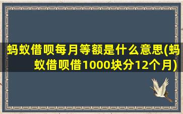 蚂蚁借呗每月等额是什么意思(蚂蚁借呗借1000块分12个月)