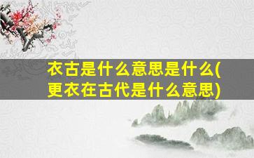 衣古是什么意思是什么(更衣在古代是什么意思)