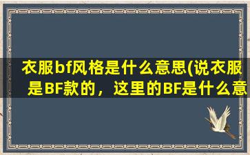 衣服bf风格是什么意思(说衣服是BF款的，这里的BF是什么意思呢)