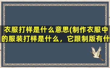 衣服打样是什么意思(制作衣服中的服装打样是什么，它跟制版有什么区别吗)