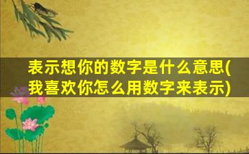 表示想你的数字是什么意思(我喜欢你怎么用数字来表示)