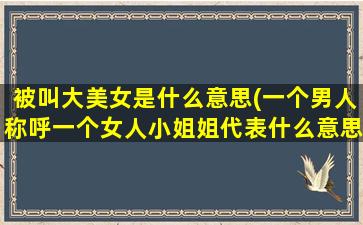 被叫大美女是什么意思(一个男人称呼一个女人小姐姐代表什么意思)