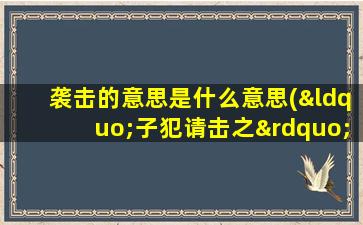 袭击的意思是什么意思(“子犯请击之”是什么意思)