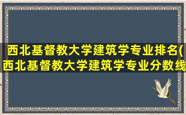 西北基督教大学建筑学专业排名(西北基督教大学建筑学专业分数线)