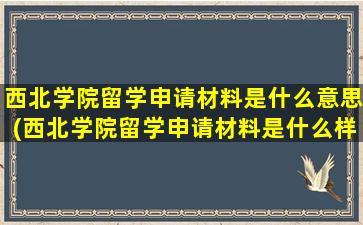 西北学院留学申请材料是什么意思(西北学院留学申请材料是什么样子的)