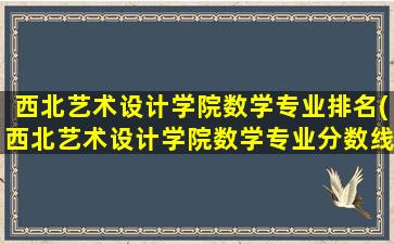 西北艺术设计学院数学专业排名(西北艺术设计学院数学专业分数线)