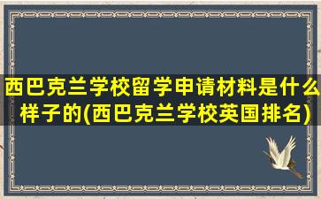 西巴克兰学校留学申请材料是什么样子的(西巴克兰学校英国排名)