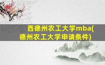 西德州农工大学mba(德州农工大学申请条件)