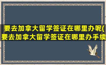 要去加拿大留学签证在哪里办呢(要去加拿大留学签证在哪里办手续)