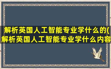 解析英国人工智能专业学什么的(解析英国人工智能专业学什么内容)