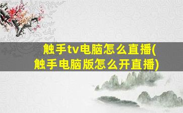 触手tv电脑怎么直播(触手电脑版怎么开直播)