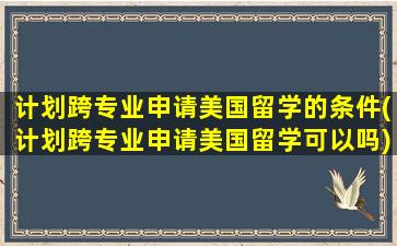 计划跨专业申请美国留学的条件(计划跨专业申请美国留学可以吗)