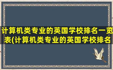 计算机类专业的英国学校排名一览表(计算机类专业的英国学校排名前十)