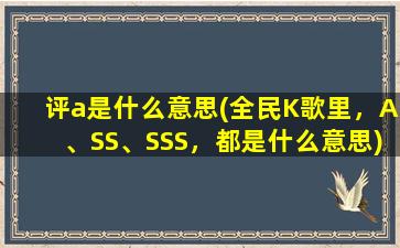 评a是什么意思(全民K歌里，A、SS、SSS，都是什么意思)