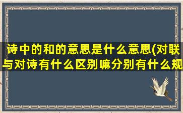 诗中的和的意思是什么意思(对联与对诗有什么区别嘛分别有什么规则和方法)