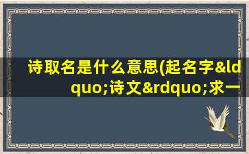 诗取名是什么意思(起名字“诗文”求一下含义，最好是古诗中的)