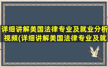 详细讲解美国法律专业及就业分析视频(详细讲解美国法律专业及就业分析的书籍)