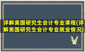 详解美国研究生会计专业课程(详解美国研究生会计专业就业情况)